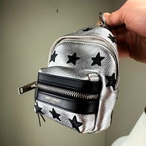 Saint Laurent Paris Silver Leather Star Mini Backpack Bag Charm Key Chain‎